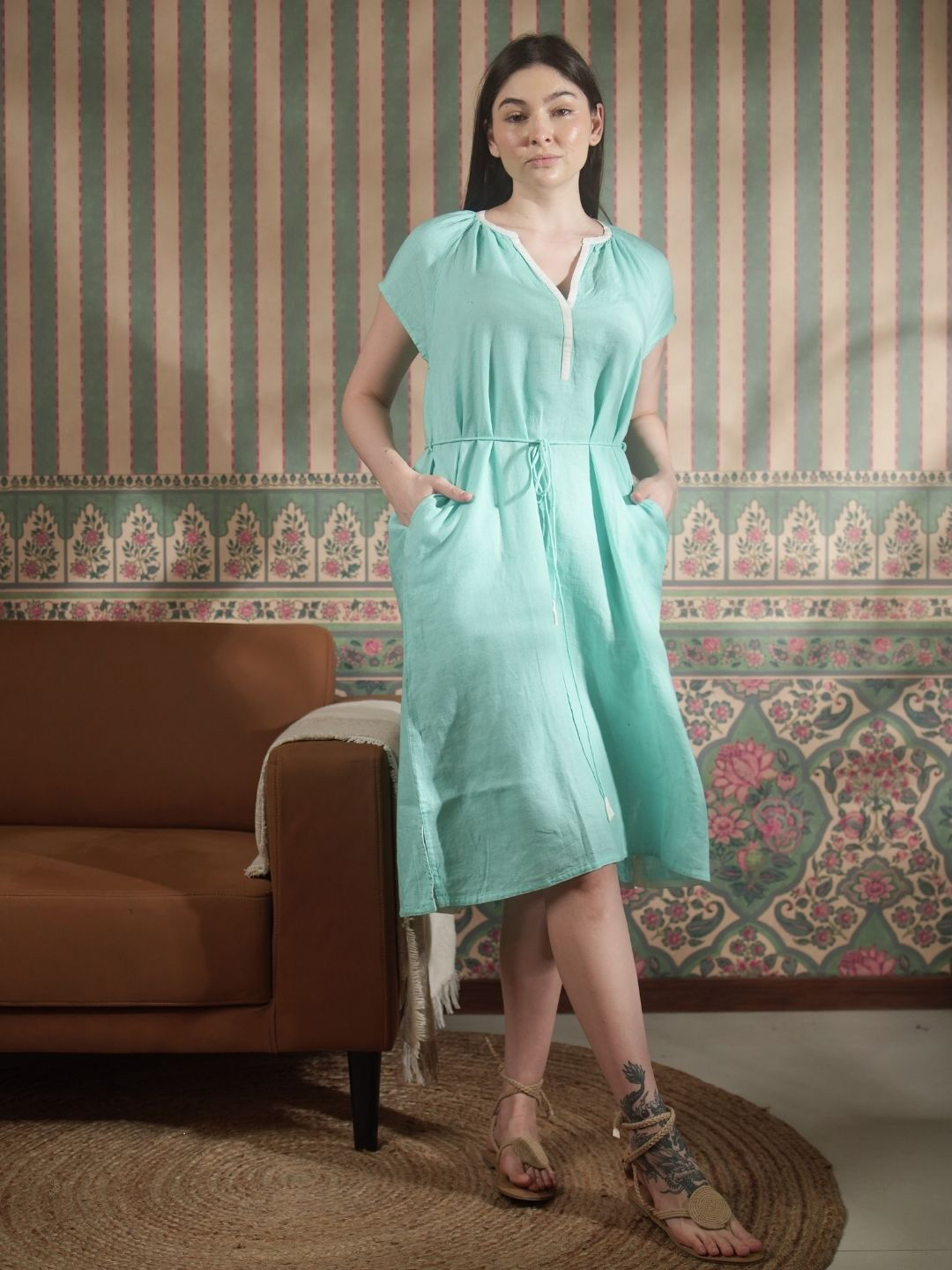 Fabulous Print Linen A-Line Dress