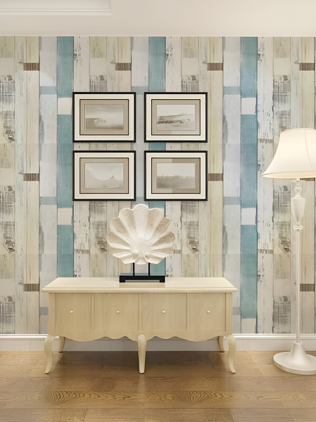 Asian royal Blue & White Geometric Printed Waterproof Wallpaper