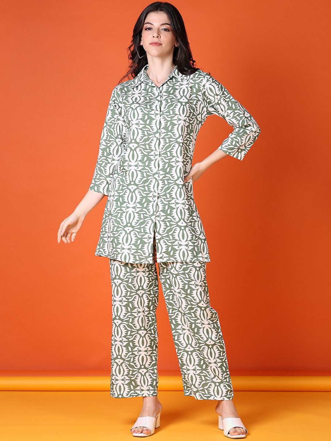 V-Mart Printed Three-Quarter Sleeves Shirt with Trouser