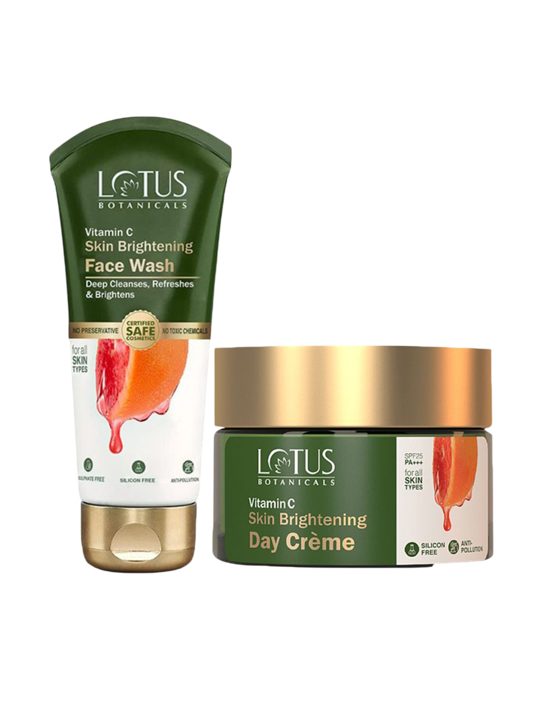 Lotus Botanicals Set Of 2 Vitamin-Skin Brightening C Day Cream - 50 g & Face Wash - 100 g