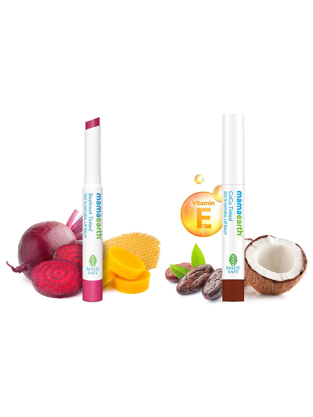Mamaearth Set of 2 Natural Lip Balm 2 g each - Beetroot & Coco Tinted