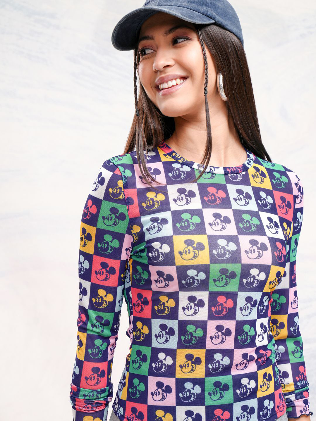 Tokyo Talkies Women Mickey Mouse Printed Fitted Top