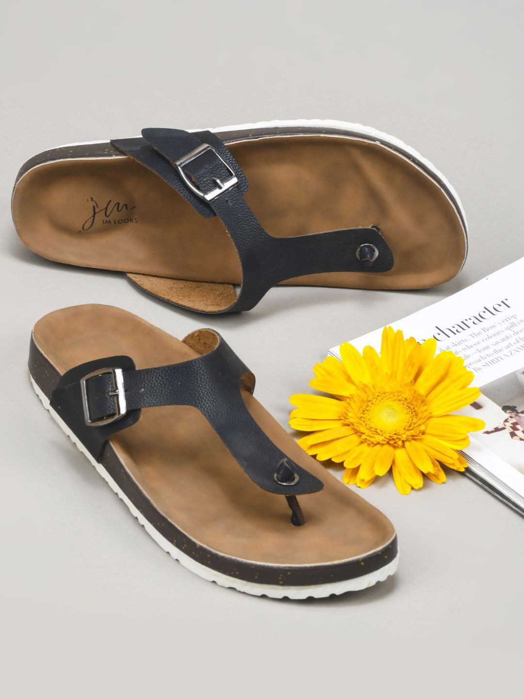 JM Looks Women T-Strap Flats with Buckles