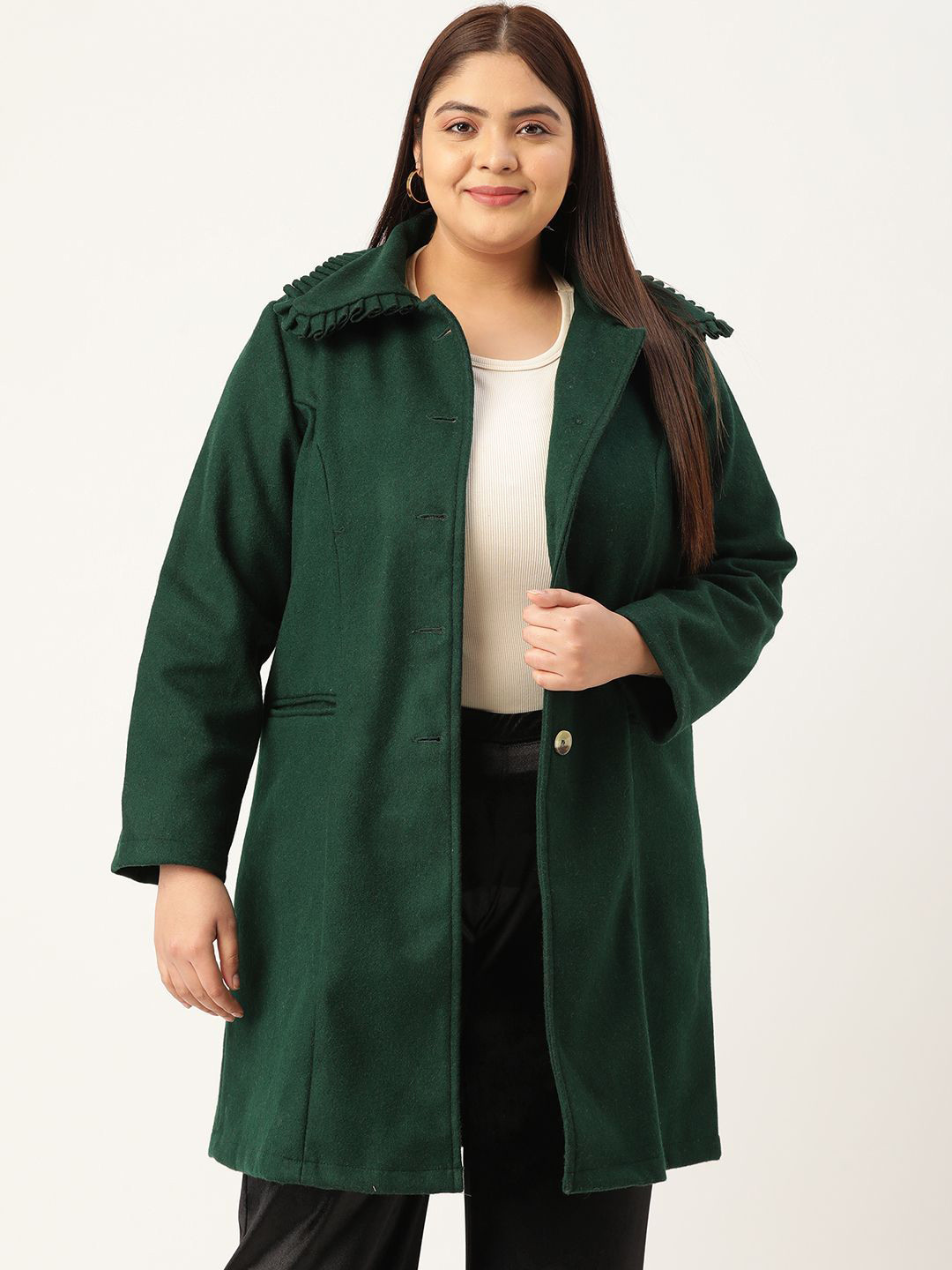 theRebelinme Women Notched Collar Single Breasted Overcoat Plus Size