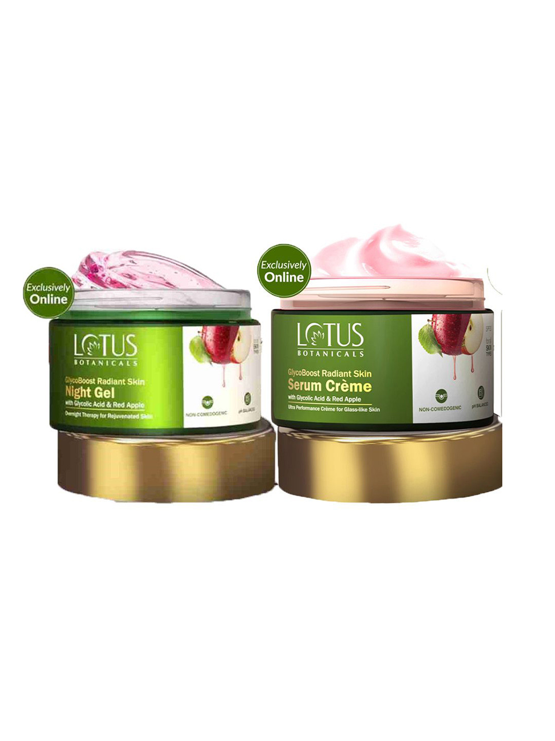 Lotus Botanicals Set Of 2 Glyco Boost Radiant Skin Serum Cream & Night Gel - 50g Each