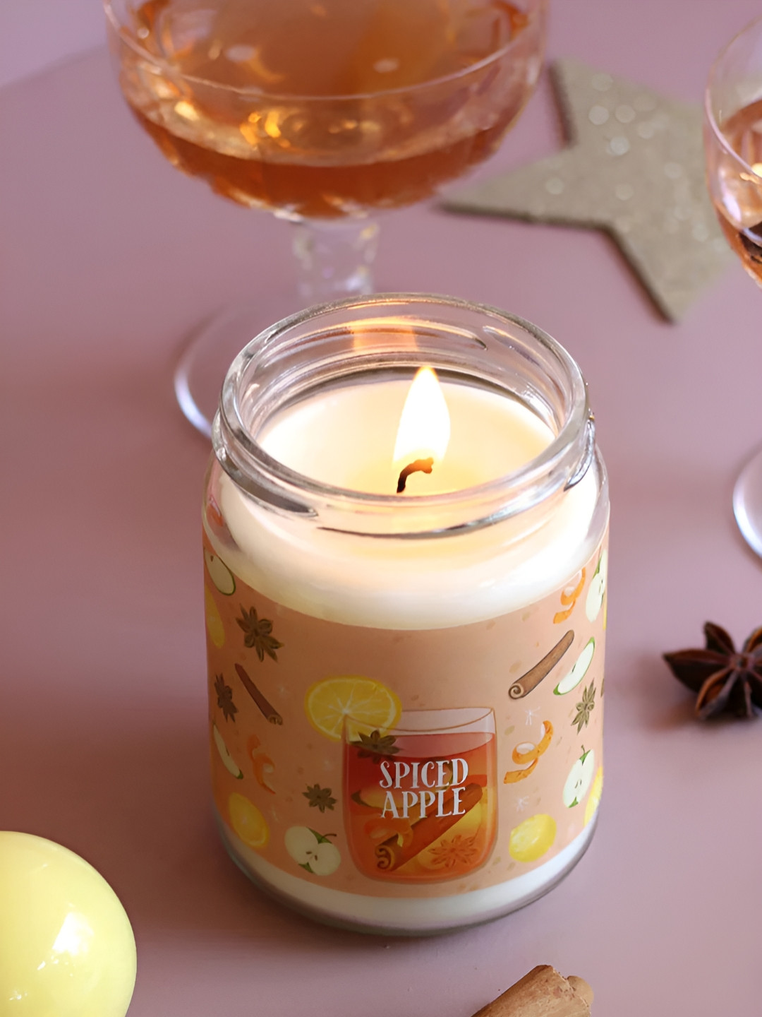 Aromatic Fables Christmas Candle Holiday 1 Wick Spiced Apple Solid Round Jar Candles