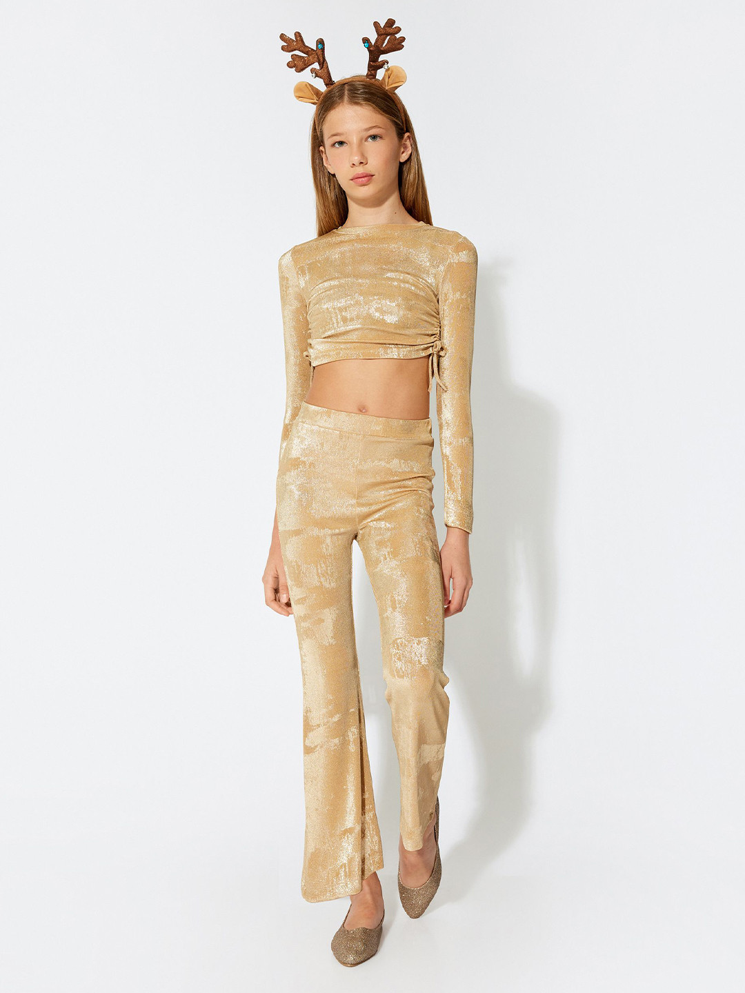 Koton Girls High Neck Shimmer Crop Top