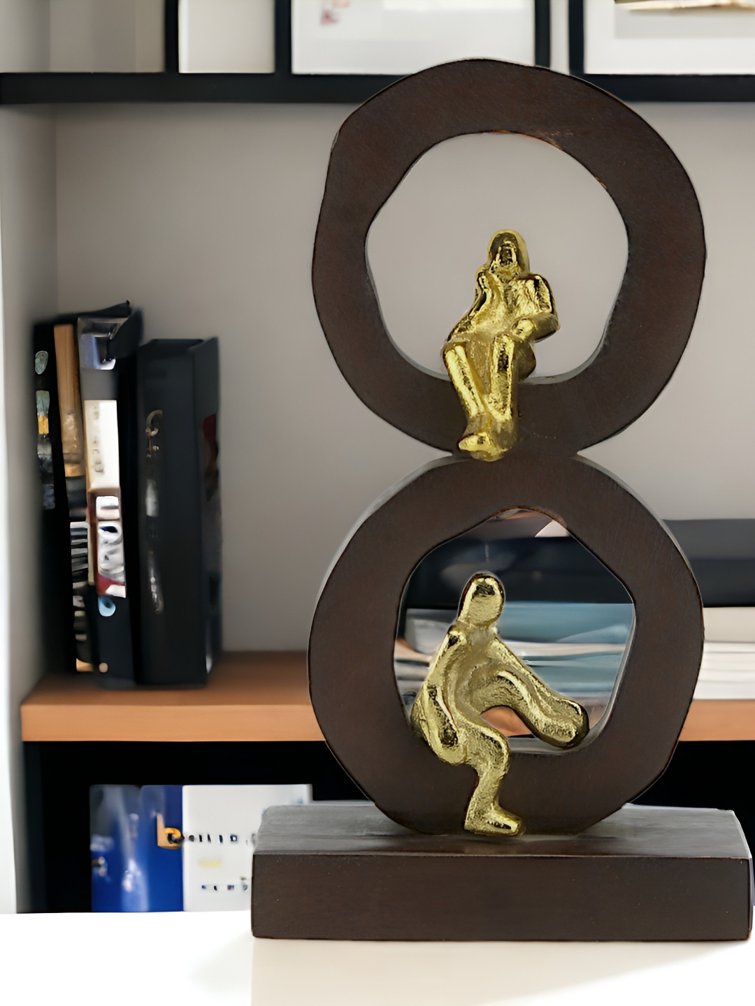 Hind Decor Human Sitting Sculpture Gold Aluminium Metallic Living Room Hand-Crafted Medium Showpiece - 9.1 Inches