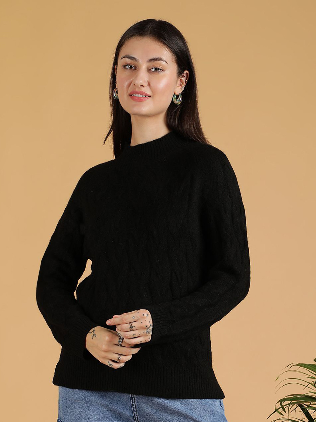 Kotty Women Turtle Neck Pullover Cotton Sweater