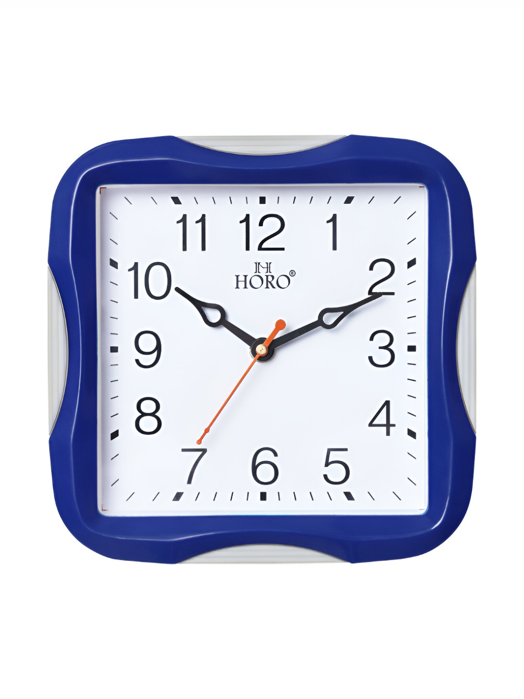 Horo Blue & White Colourblocked Contemporary Analogue Wall Clock