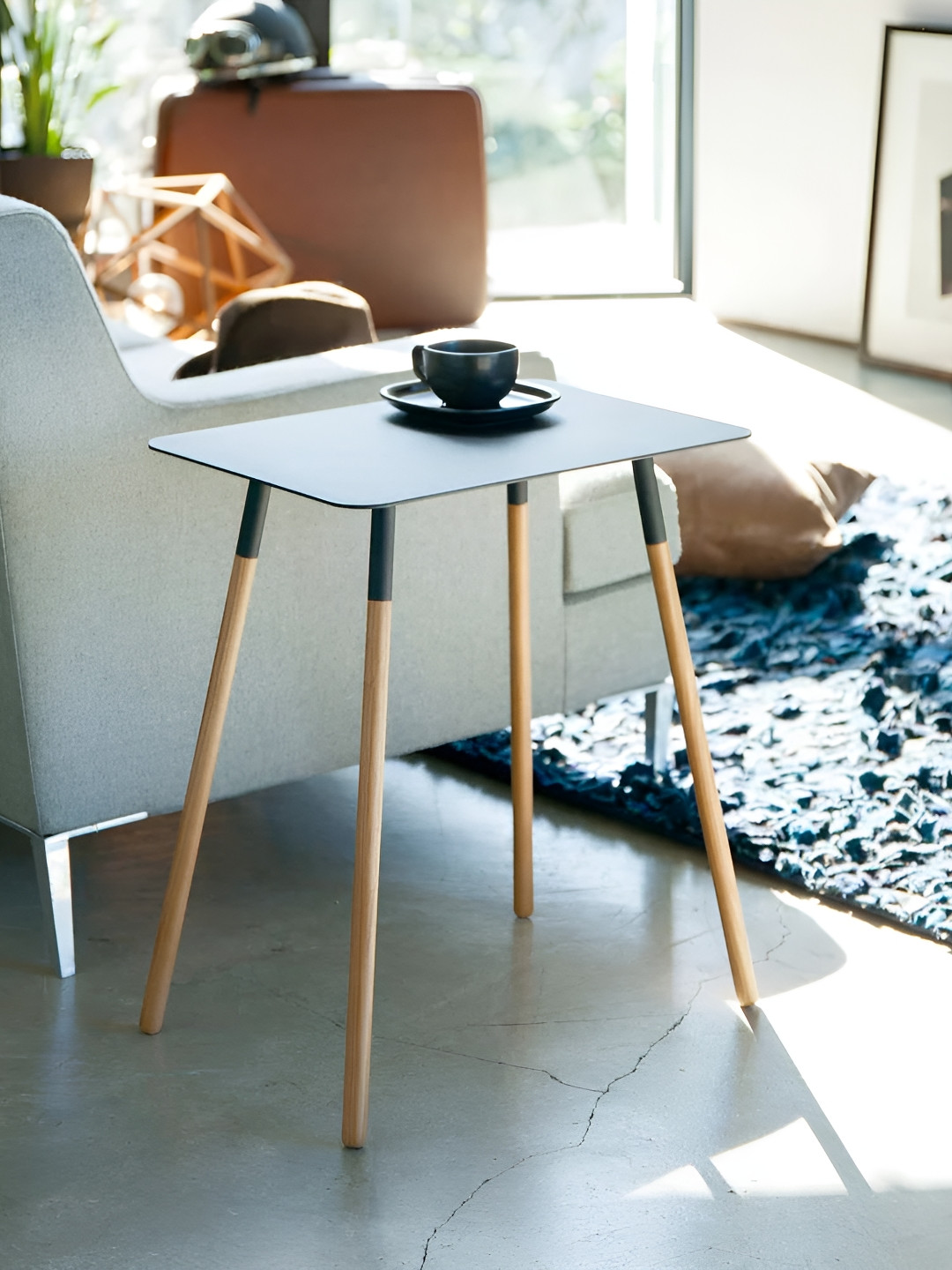 Arhat Organizers Black Rectangle Shaped Side Coffee Table