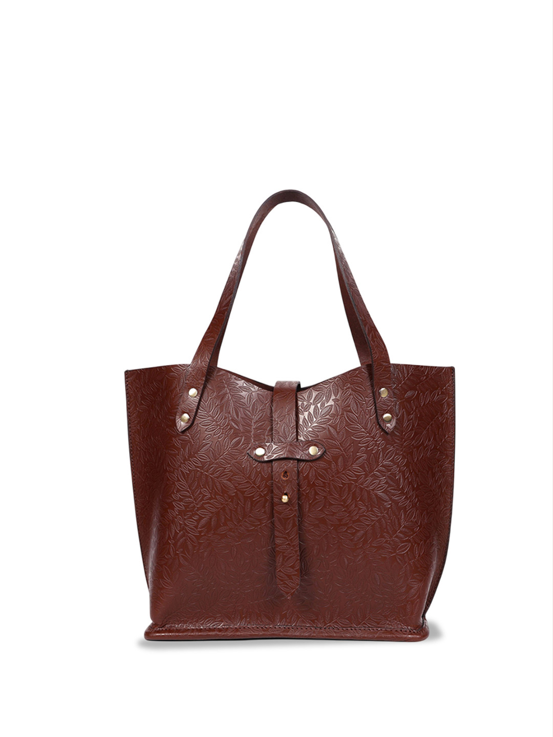 Celtic Brown Textured Leather Shopper Tote Bag