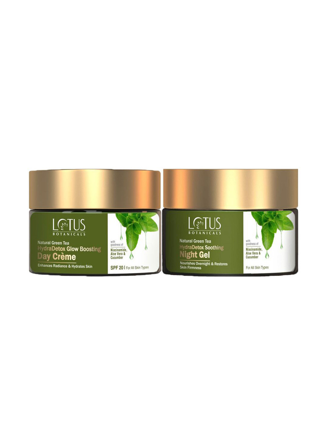 Lotus Botanicals Set Of 2 Natural Green Tea Hydra Detox Day Creme & Night Gel - 50 g Each