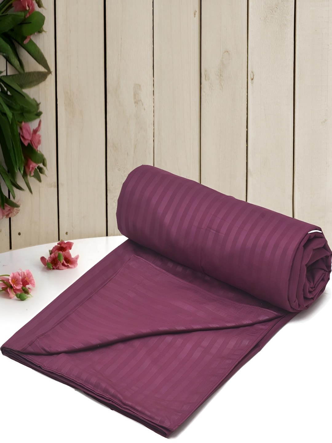 RRC Lavender Satin Striped Microfiber Cotton Single Duvet Cover