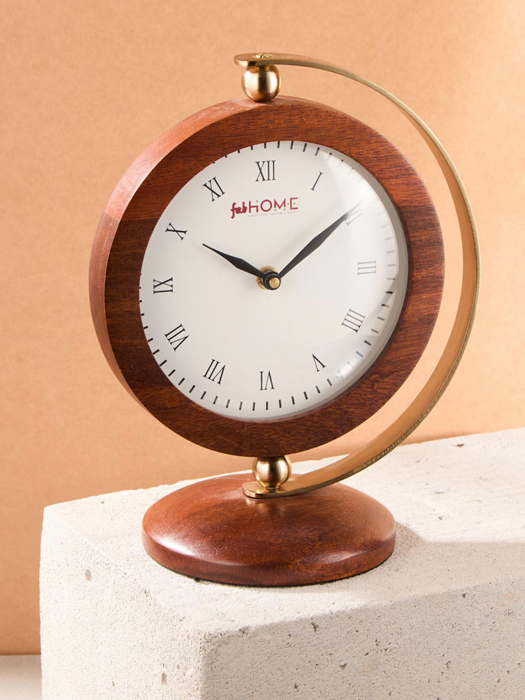 Fabindia White & Brown Traditional Table Clock