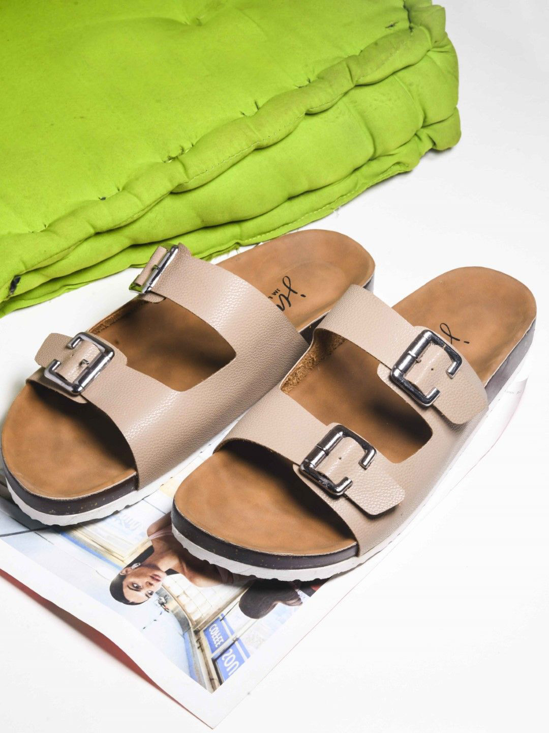 JM Looks Women Open Toe Flats with Buckles