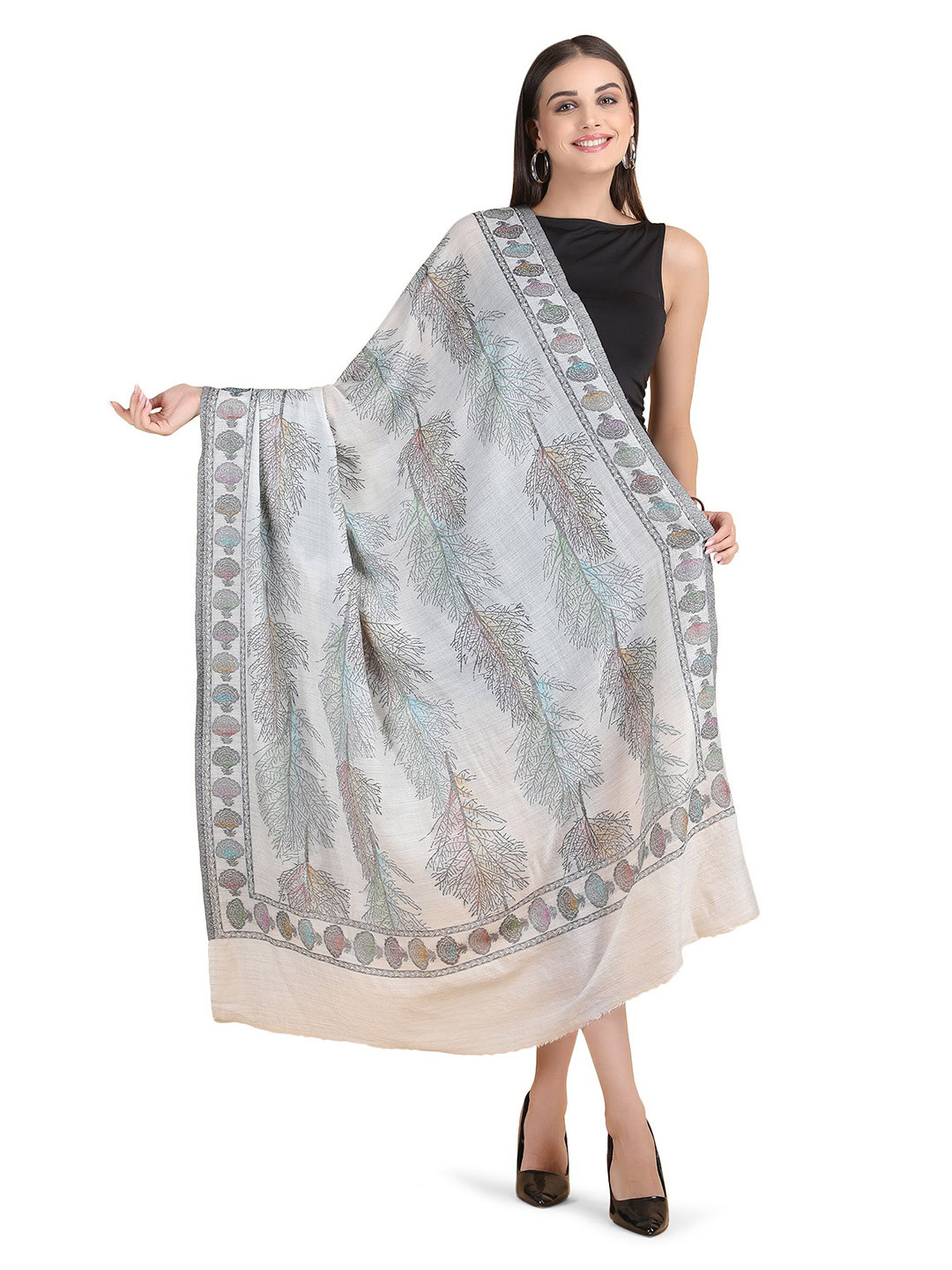 Stole & Yarn Unisex Printed Fine Wool Stoles