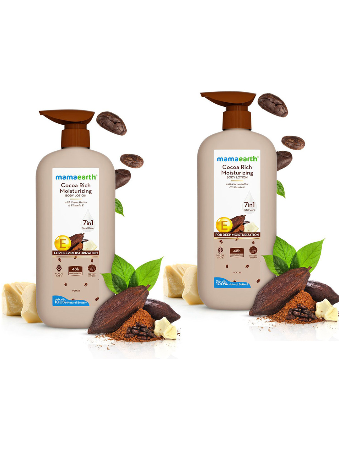 Mamaearth Set of 2 Cocoa Rich Moisturizing Body Lotion - 400 ml each