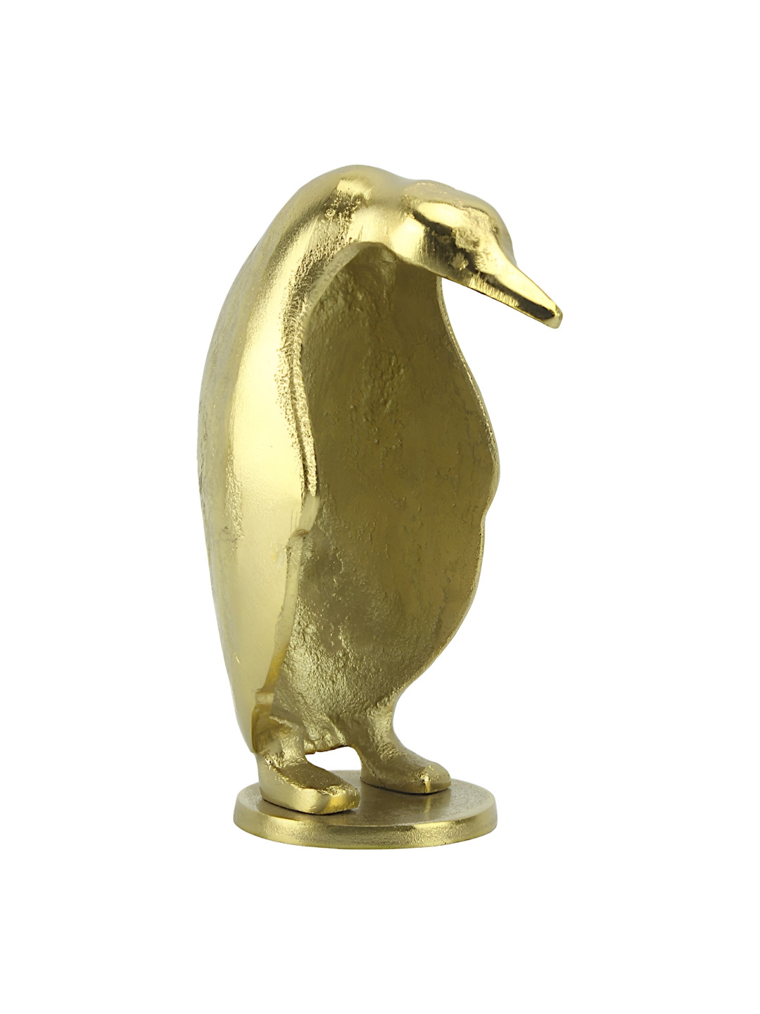 Hind Decor Penguin Yellow Metal Metallic Living Room Hand-Crafted Medium Showpiece - 8.3 Inches