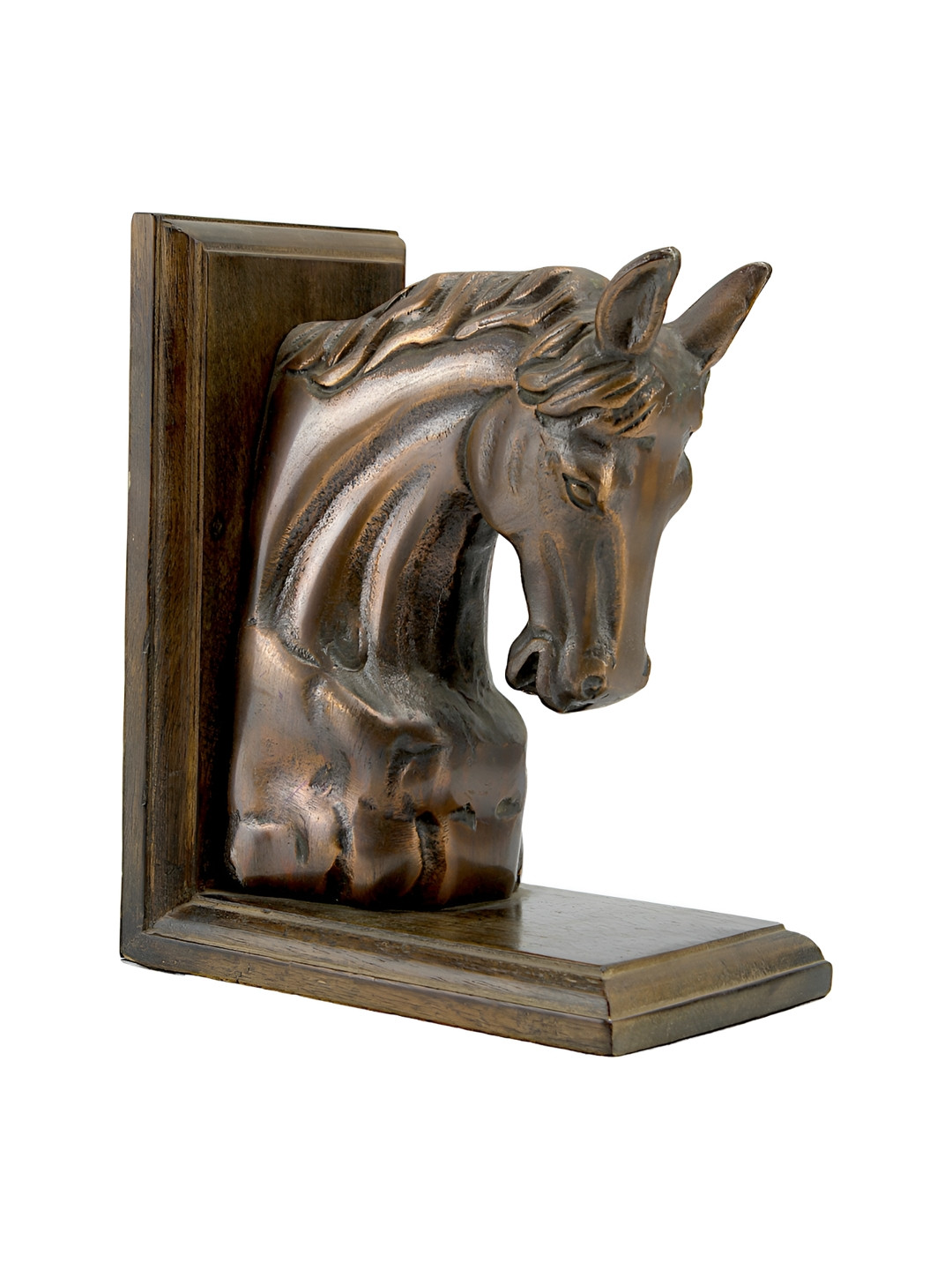 Hind Decor Horse Head Gold Metal Metallic Living Room Medium Showpiece - 8.3 Inches