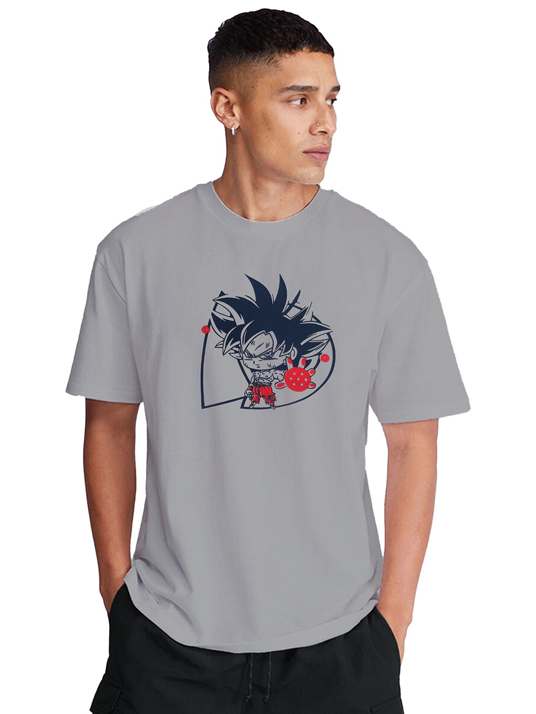 SONIBROS Anime Printed Applique T-shirt