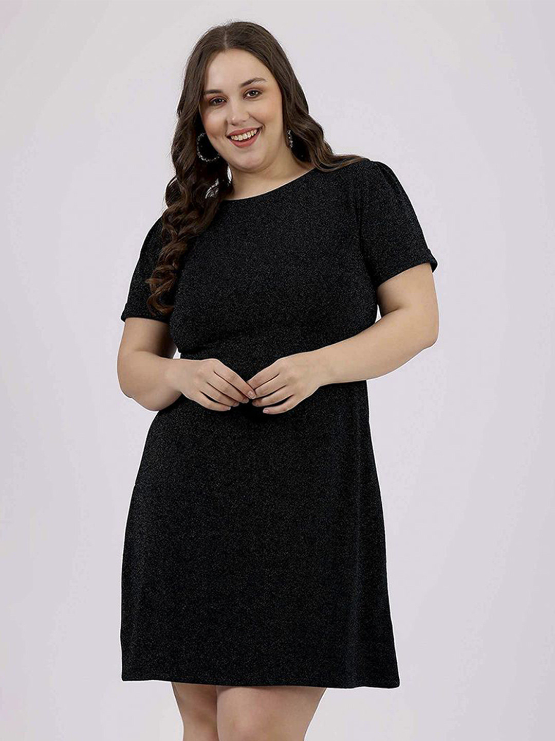 Curvy Lane Women Puff Sleeve A-Line Dress