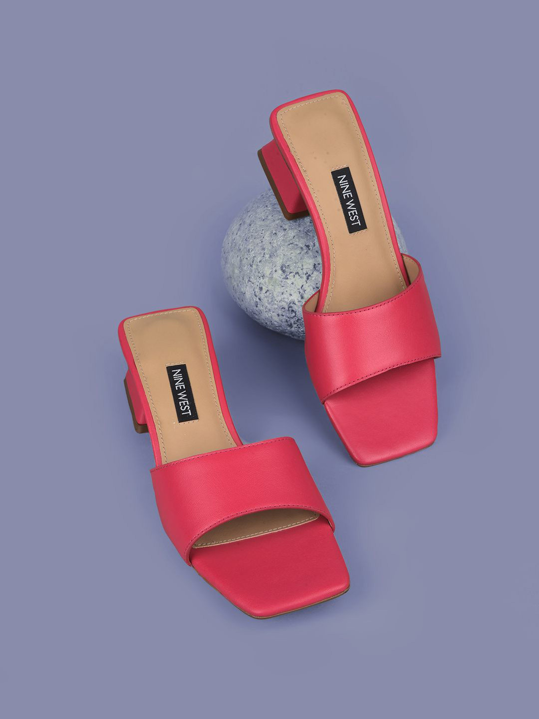 Nine West Women Round Toe PU Block Heels Sandals