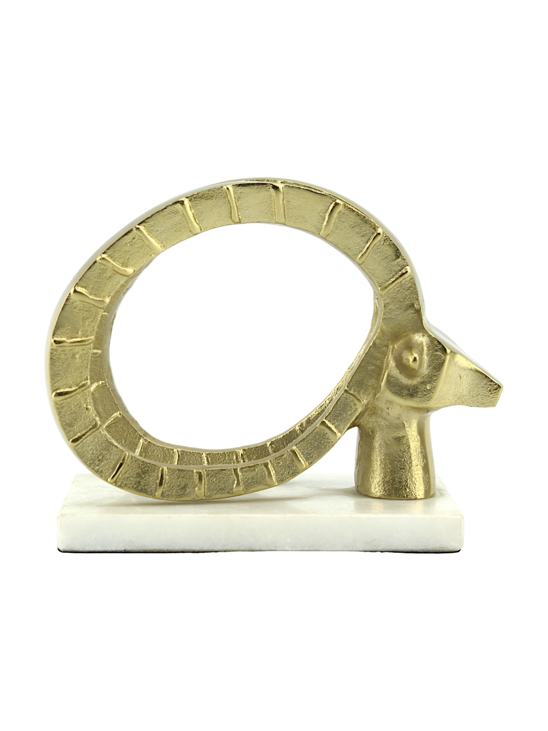 Hind Decor Longhorn Deer Gold Metal Metallic Living Room Hand-Crafted Medium Showpiece - 5.7 Inches