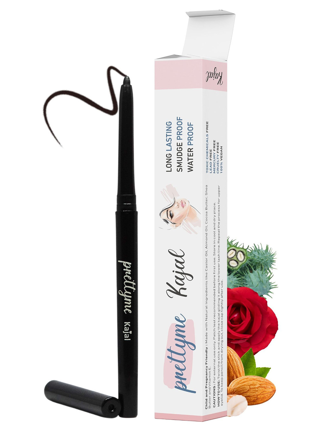Prettyme 2 In 1 Long Lasting Matte Finish Kajal Pencil & Eyeliner - 0.35 g - Black