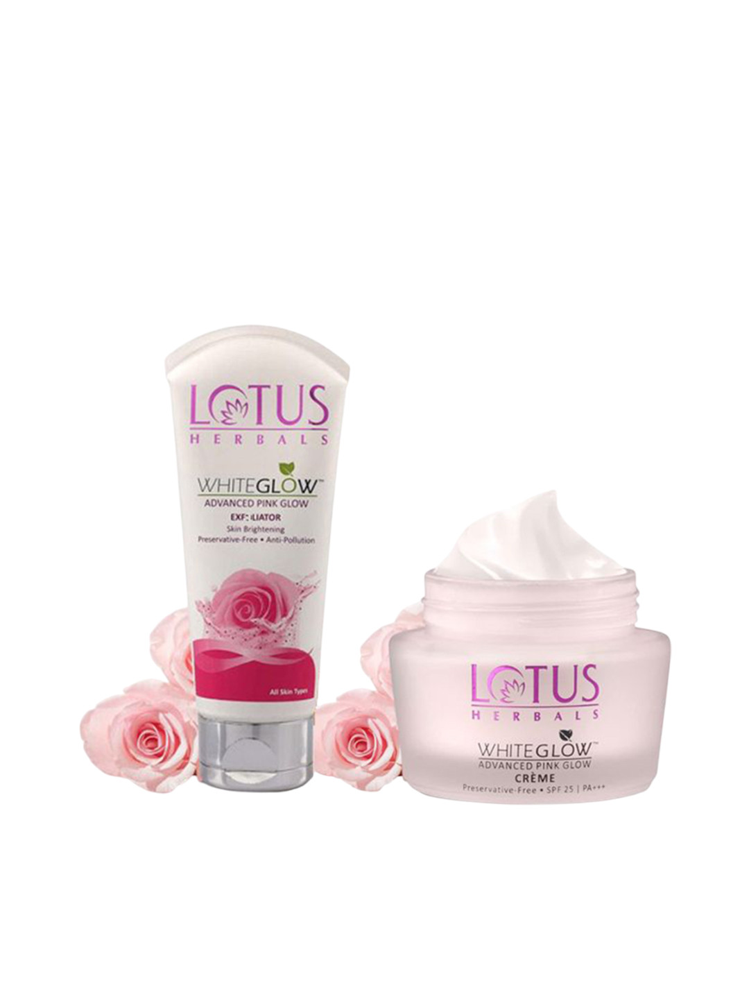 Lotus Herbals Set Of 2 White Glow Advanced Pink Glow Day Cream & Face Exfoliater