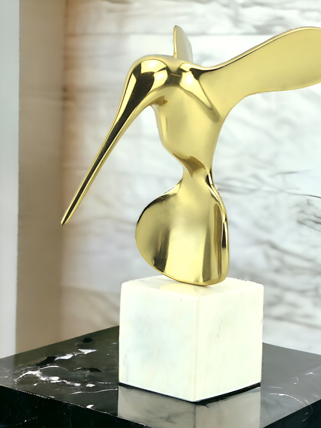 Hind Decor Beak Bird Gold Metal Metallic Living Room Hand-Crafted Medium Showpiece - 10.2 Inches