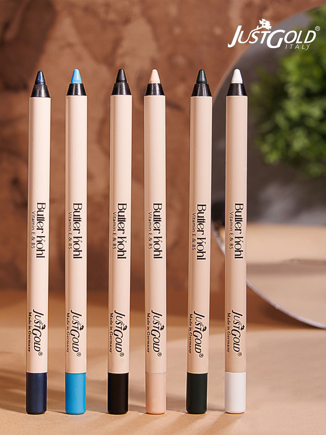 JUSTGOLD Butter Kohl Kajal Waterproof Enriched With Vitamin E & B5 1.2 g - Snow-White