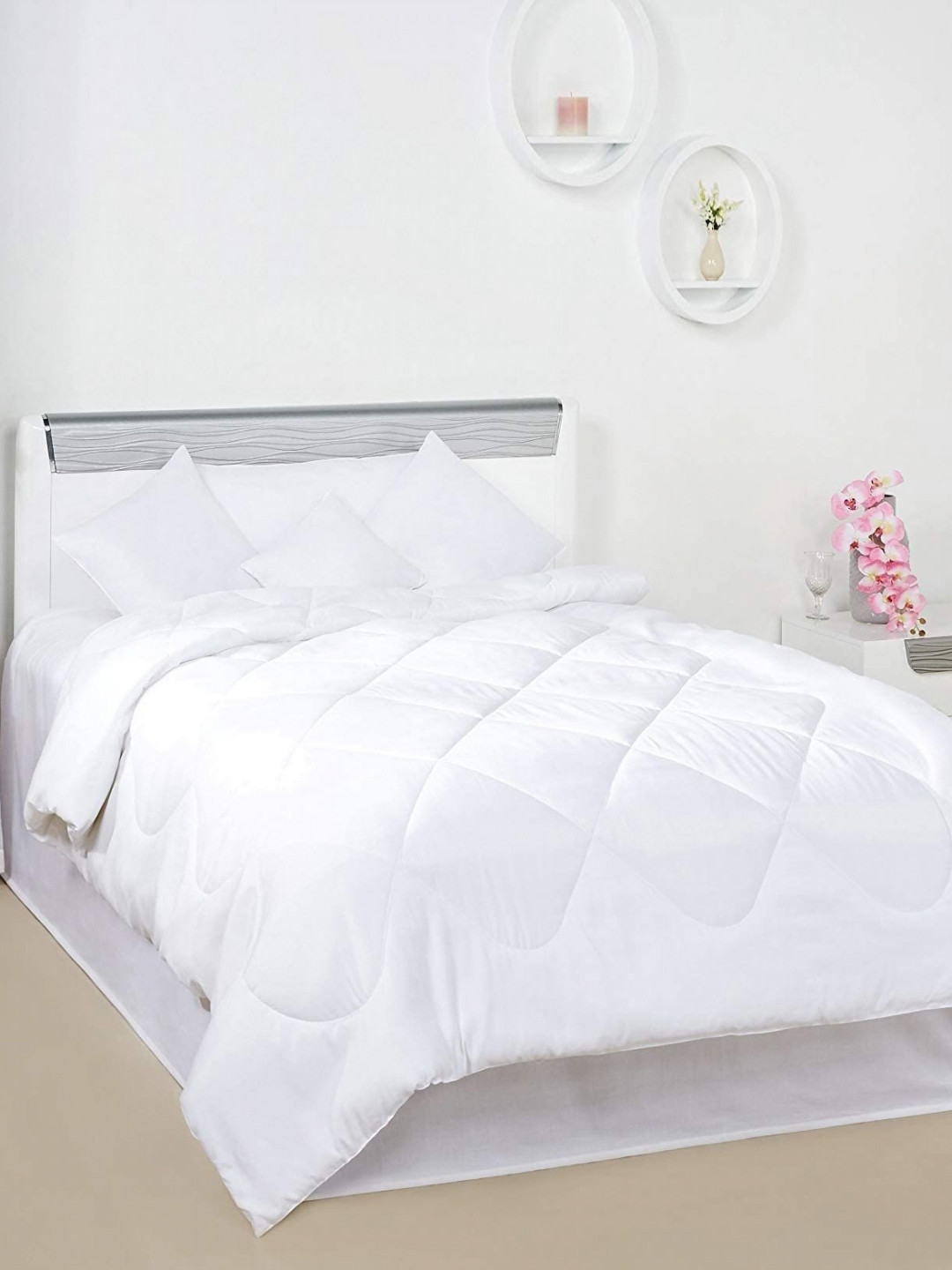 Myntra Elegant Homes RR Creations White Microfiber 210 GSM Single Bed Comforter