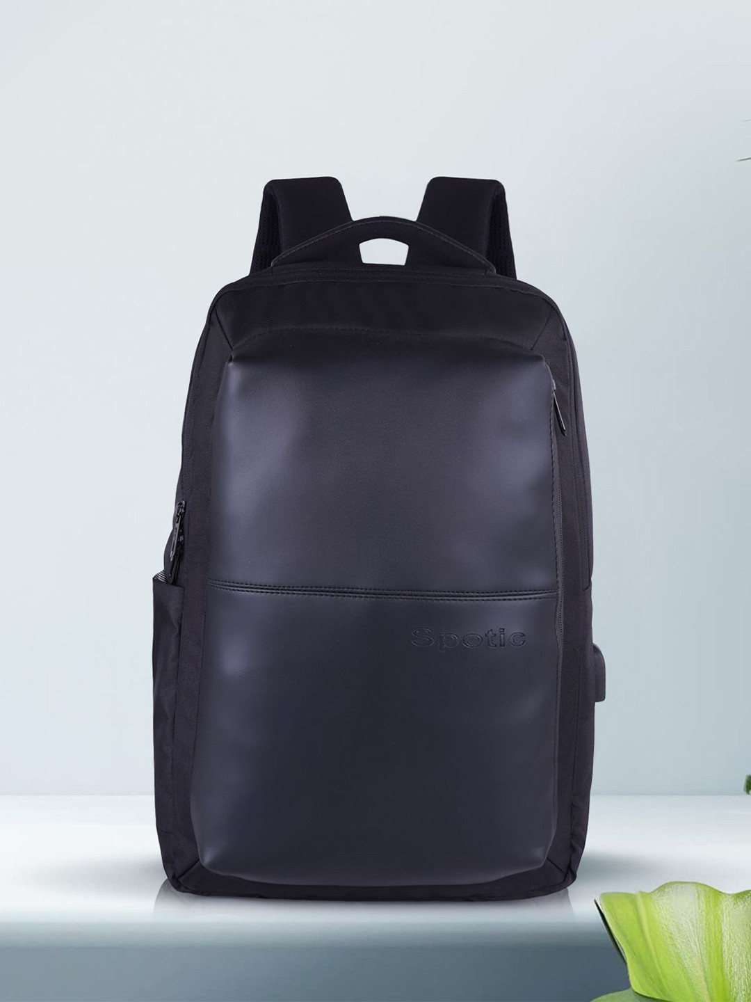 SPOTIC Unisex Brand Logo Backpack with USB Charging Port