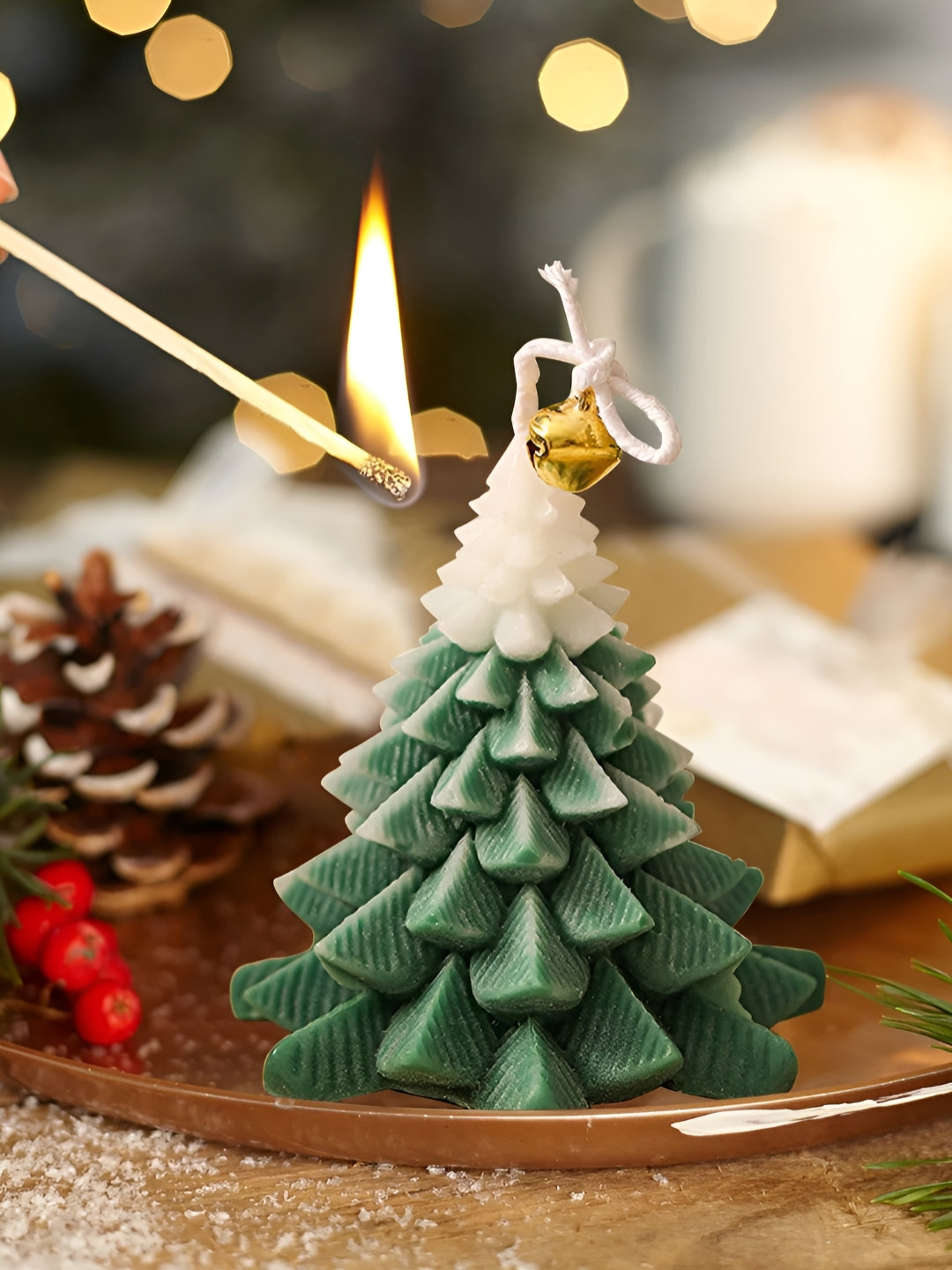 Aromatic Fables Christmas Tree Candle 1 Wick Velvet Rode Solid Christmas Pillar Candles