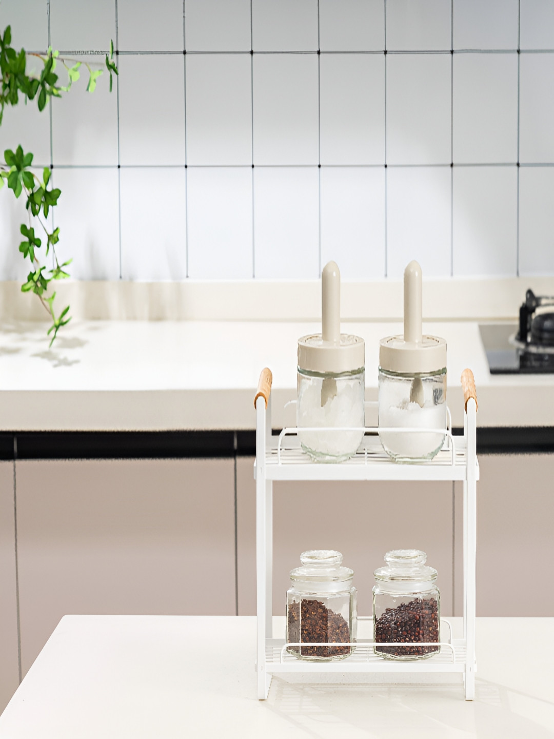 Arhat Organizers White 2-Tier Countertop Kitchen Organizer