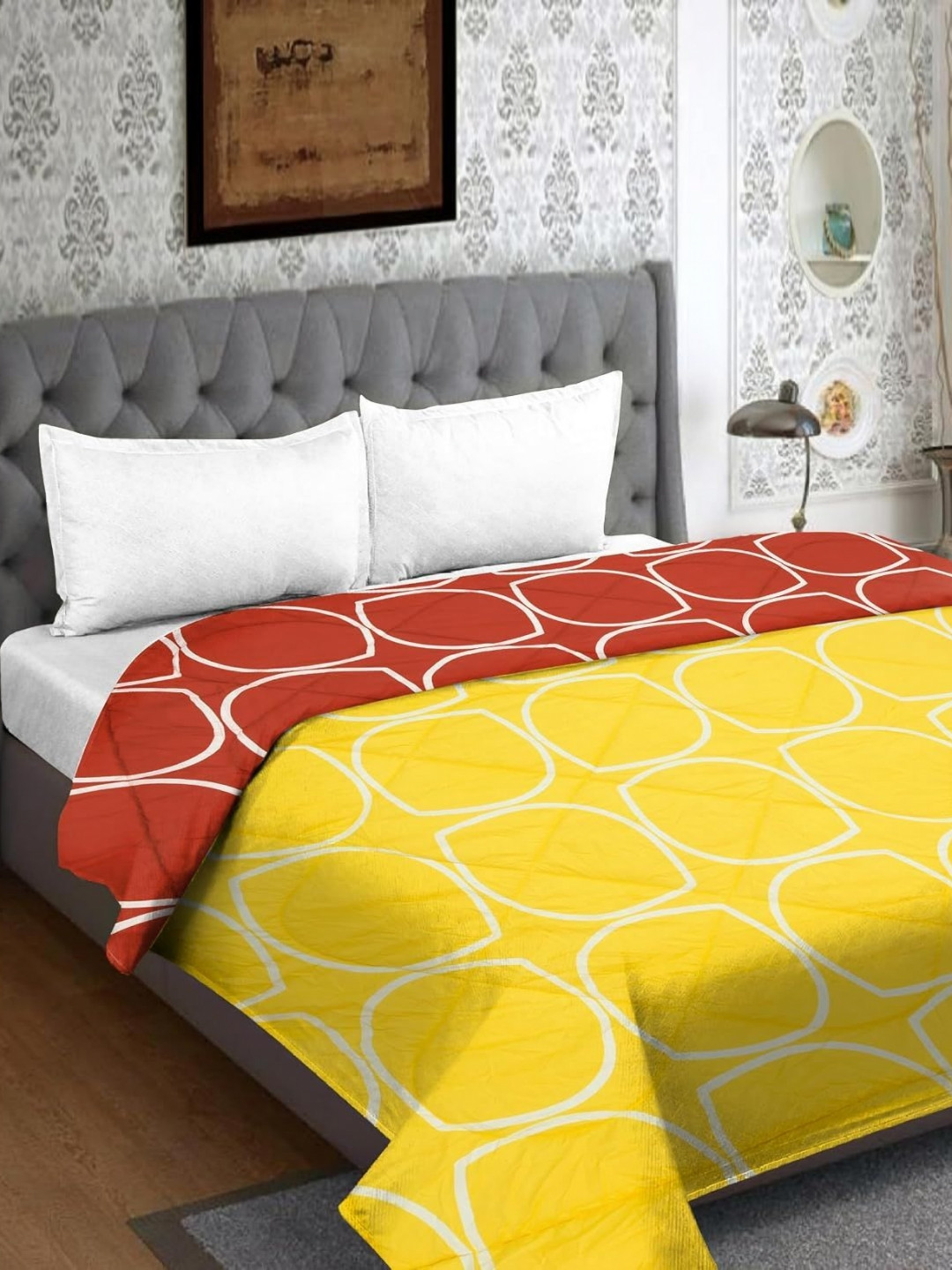 Myntra Elegant Homes RR Creations Maroon Geometric Microfiber 210 GSM Single Bed Comforter