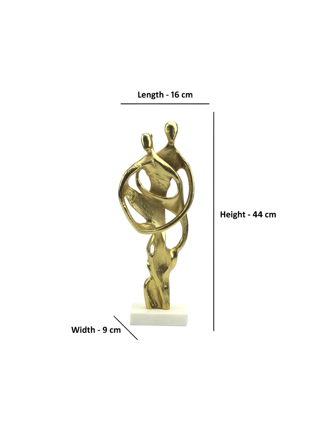 Hind Decor Couple Yellow Metal Metallic Living Room Hand-Crafted Large Showpiece - 17.3 Inches