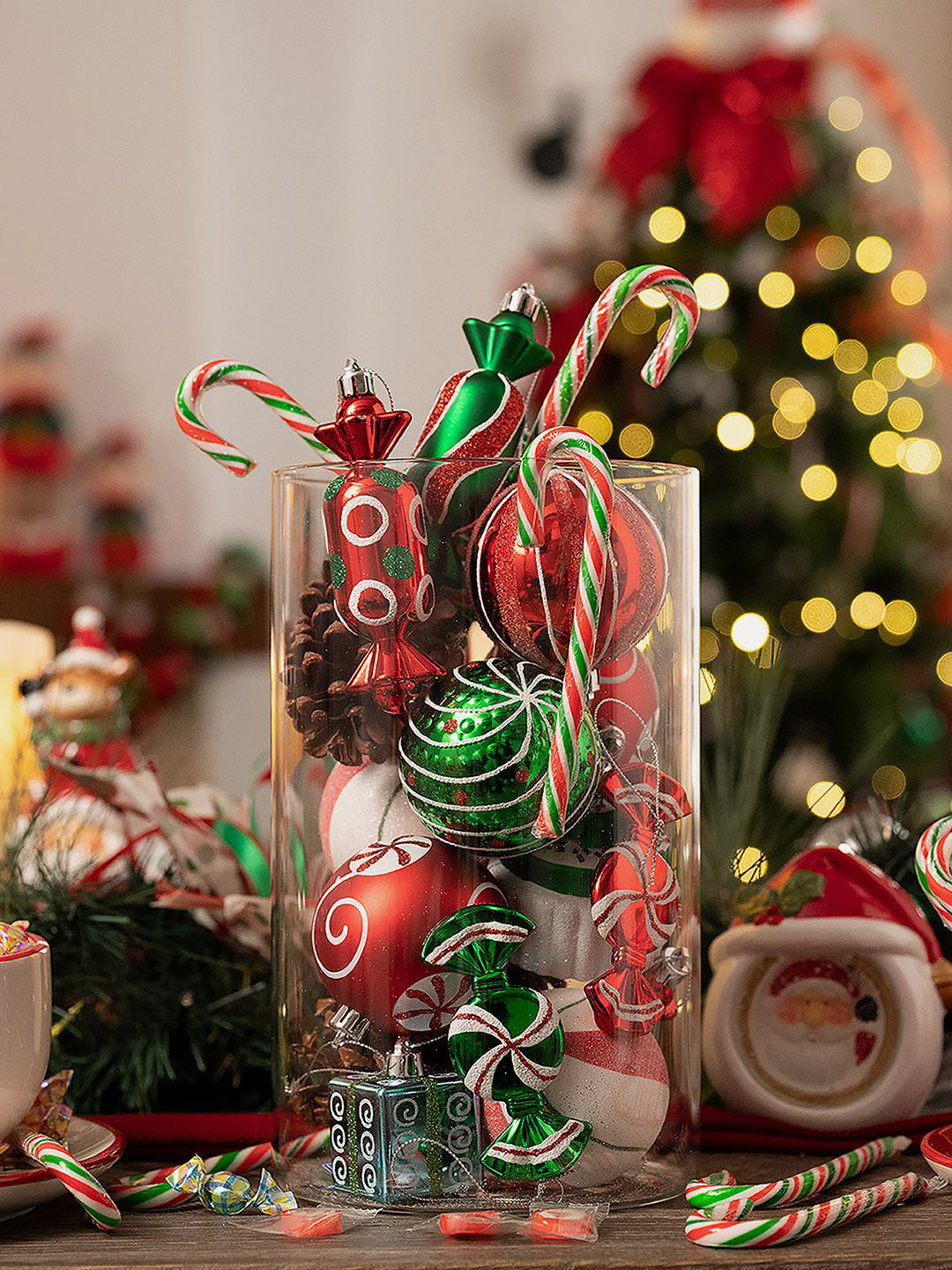 Little Surprise Box LLP Red & Green 70 Pcs Printed Cupcakes Themed Christmas Tree Hanging