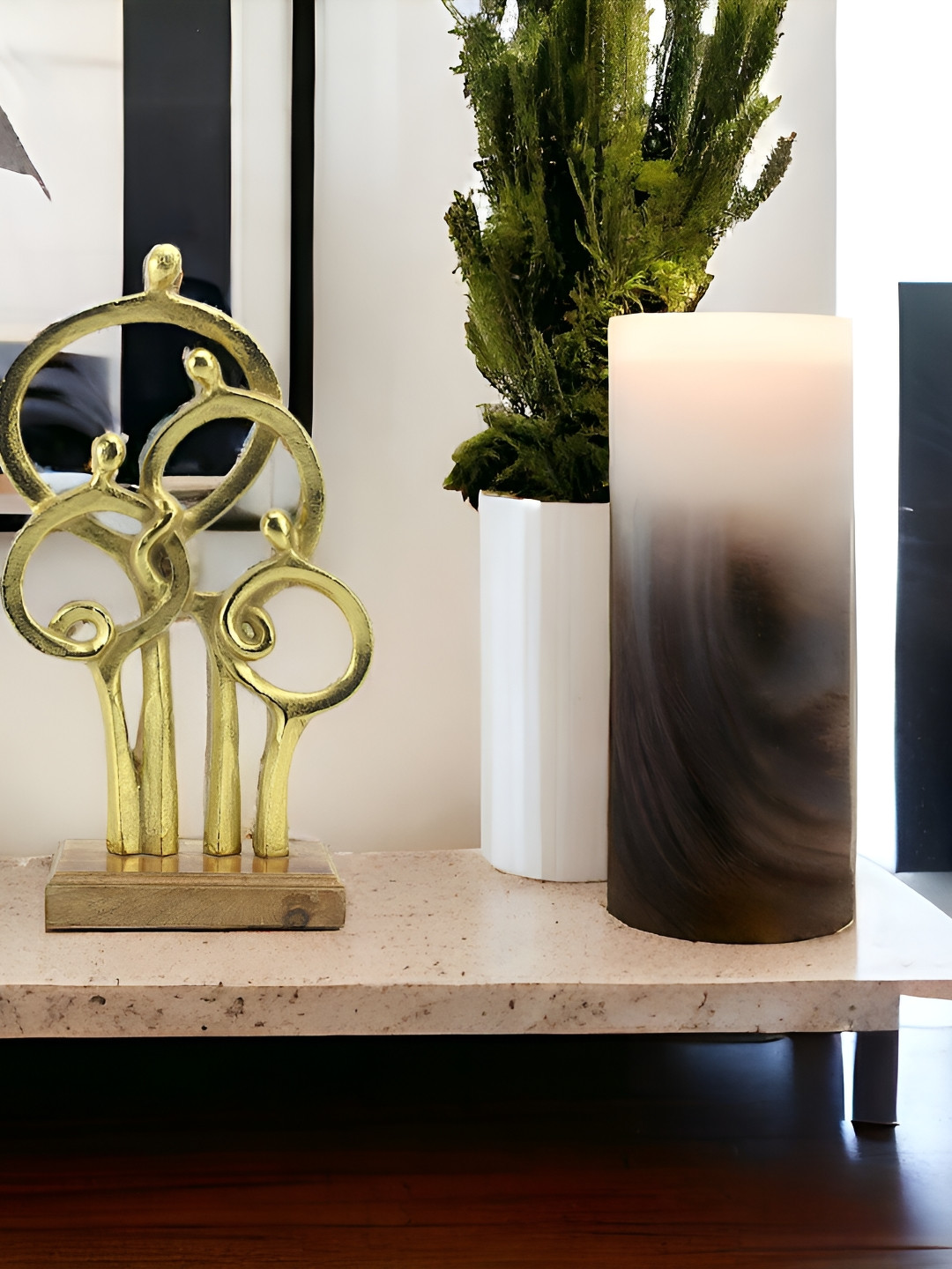 Hind Decor Family Gold Metal Metallic Living Room Hand-Crafted Medium Showpiece - 19.3 Inches