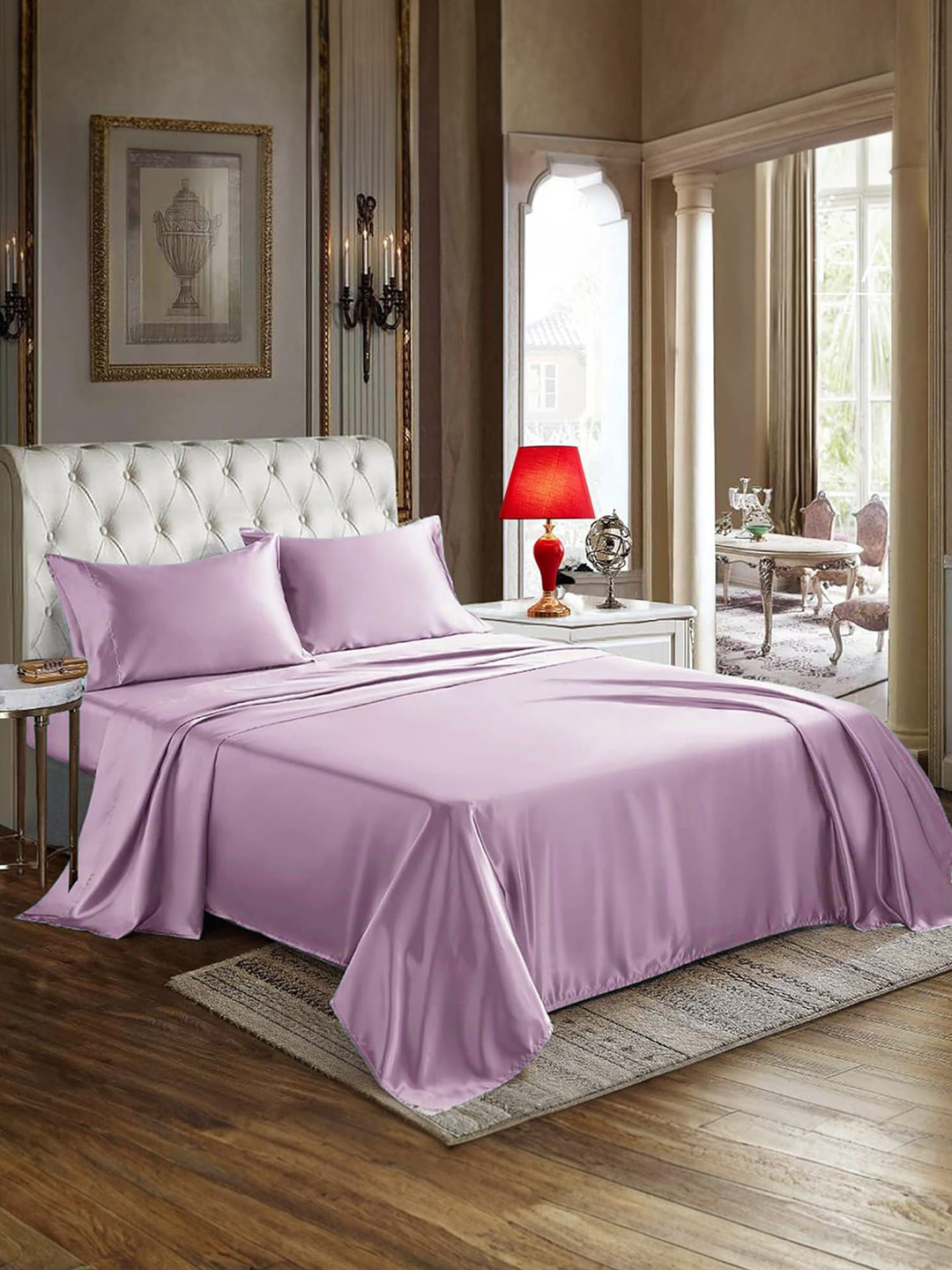 MUSH Luxurious Lavender Bamboo Breathable 250 TC King Fine Bedsheet with 2 Pillow Covers-108 x 108 inches