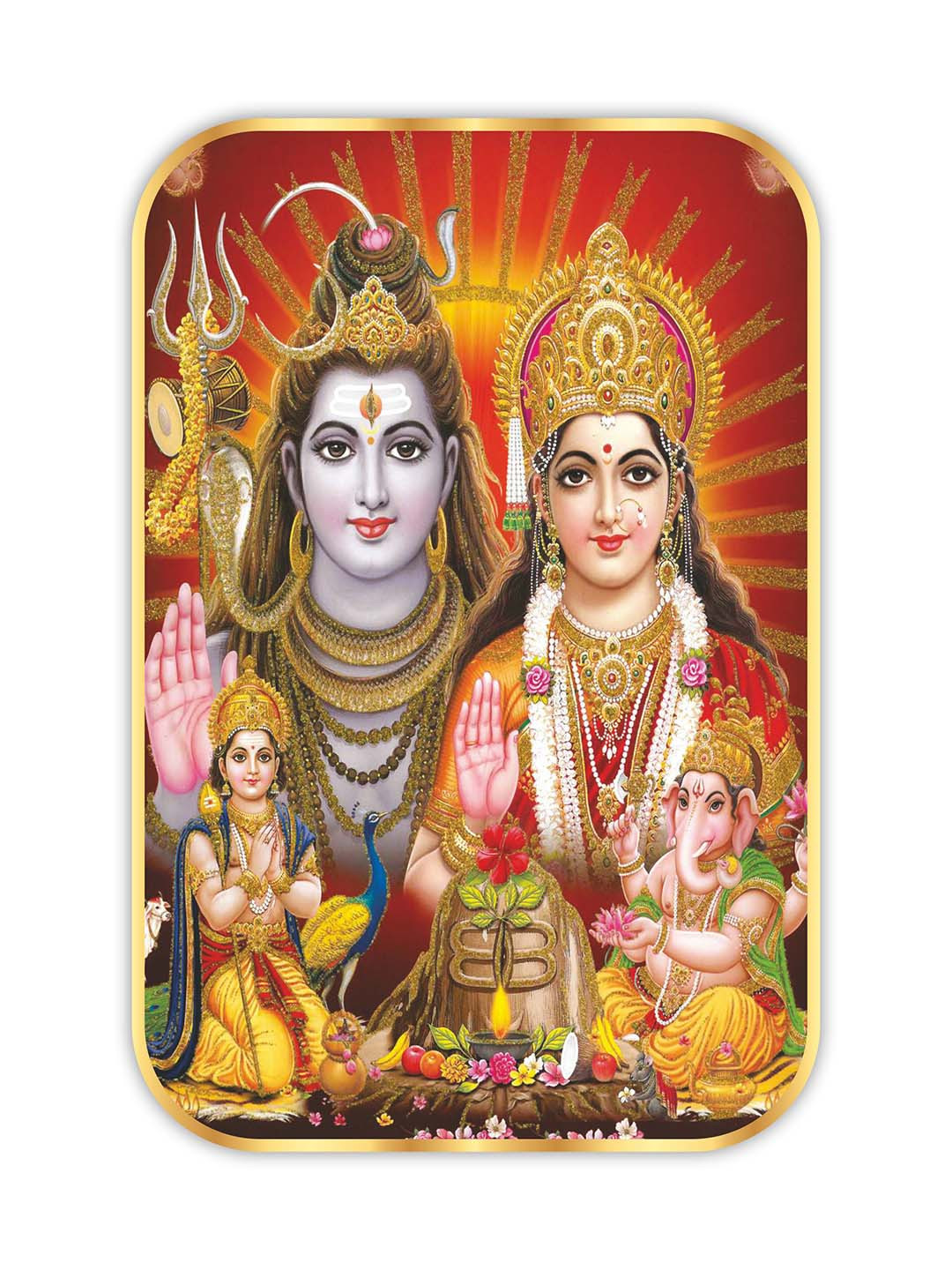 SAF Shiv Parivaar Canvas Wall Rectangle Paintings Wall Art