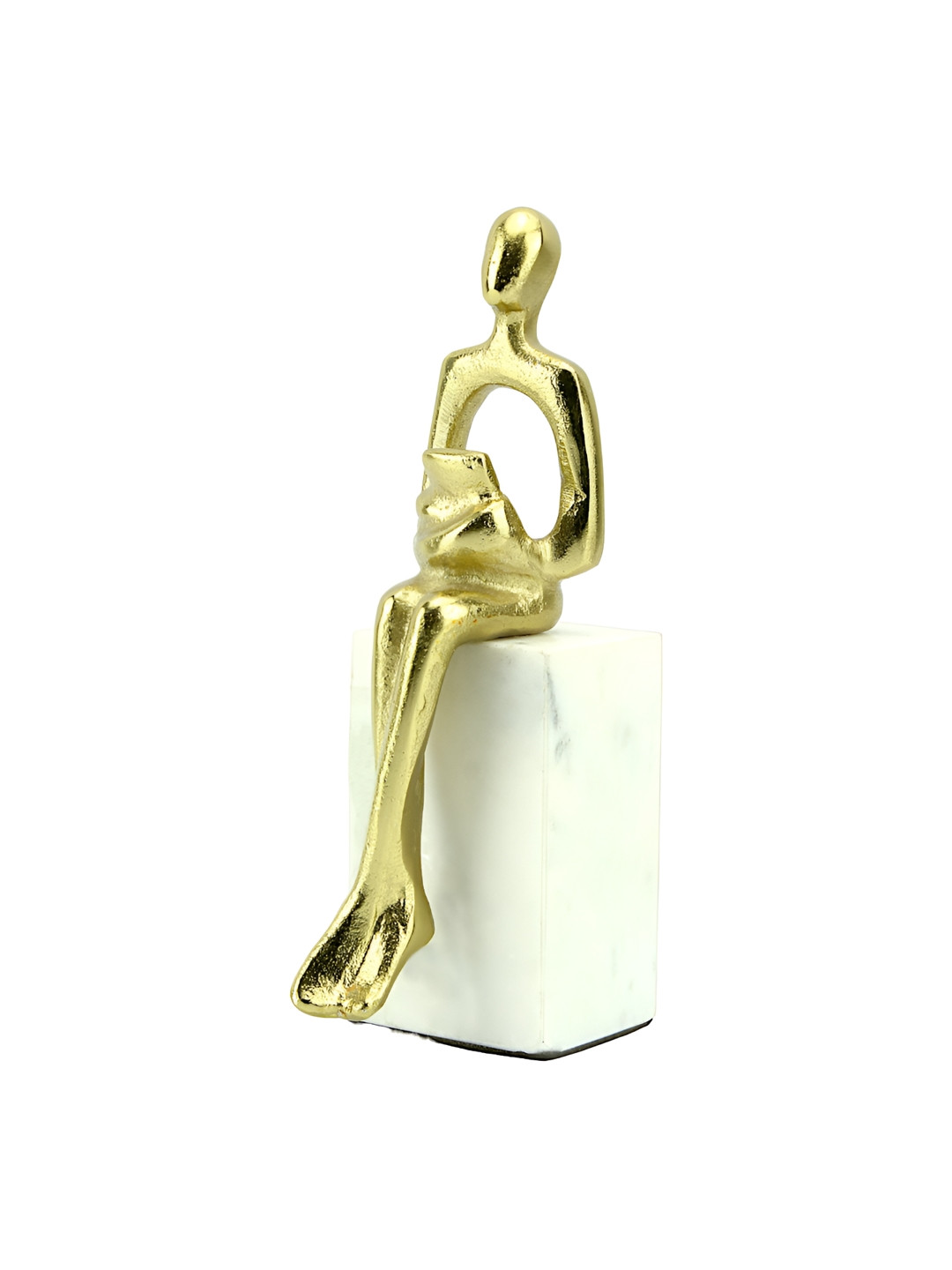 Hind Decor Sitting Lady Gold Metal Metallic Living Room Hand-Crafted Medium Showpiece - 10.6 Inches