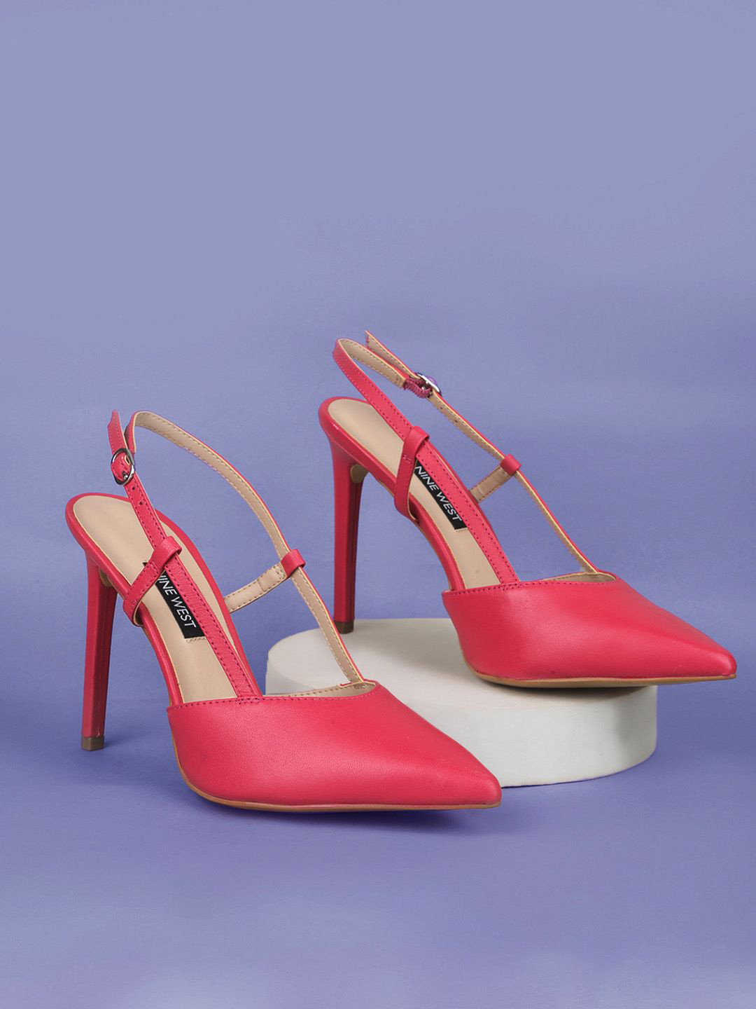 Nine West Women PU Slim Slingback Pumps Peep Toe