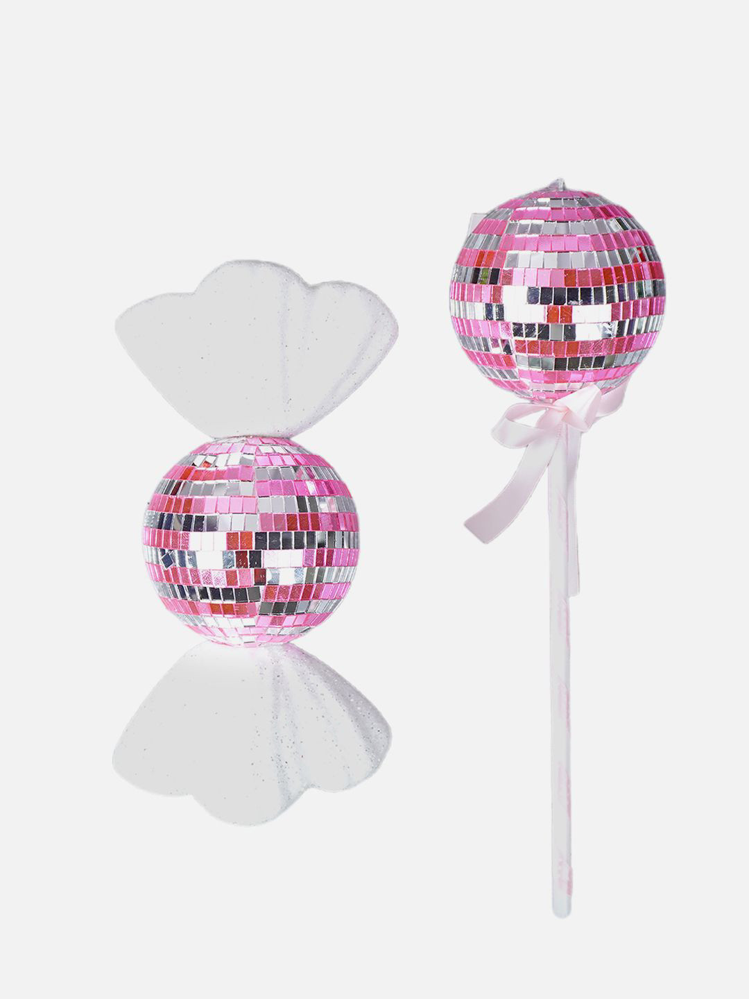 Little Surprise Box LLP Set Of 2 Pink Shiny Disco Festive Decor