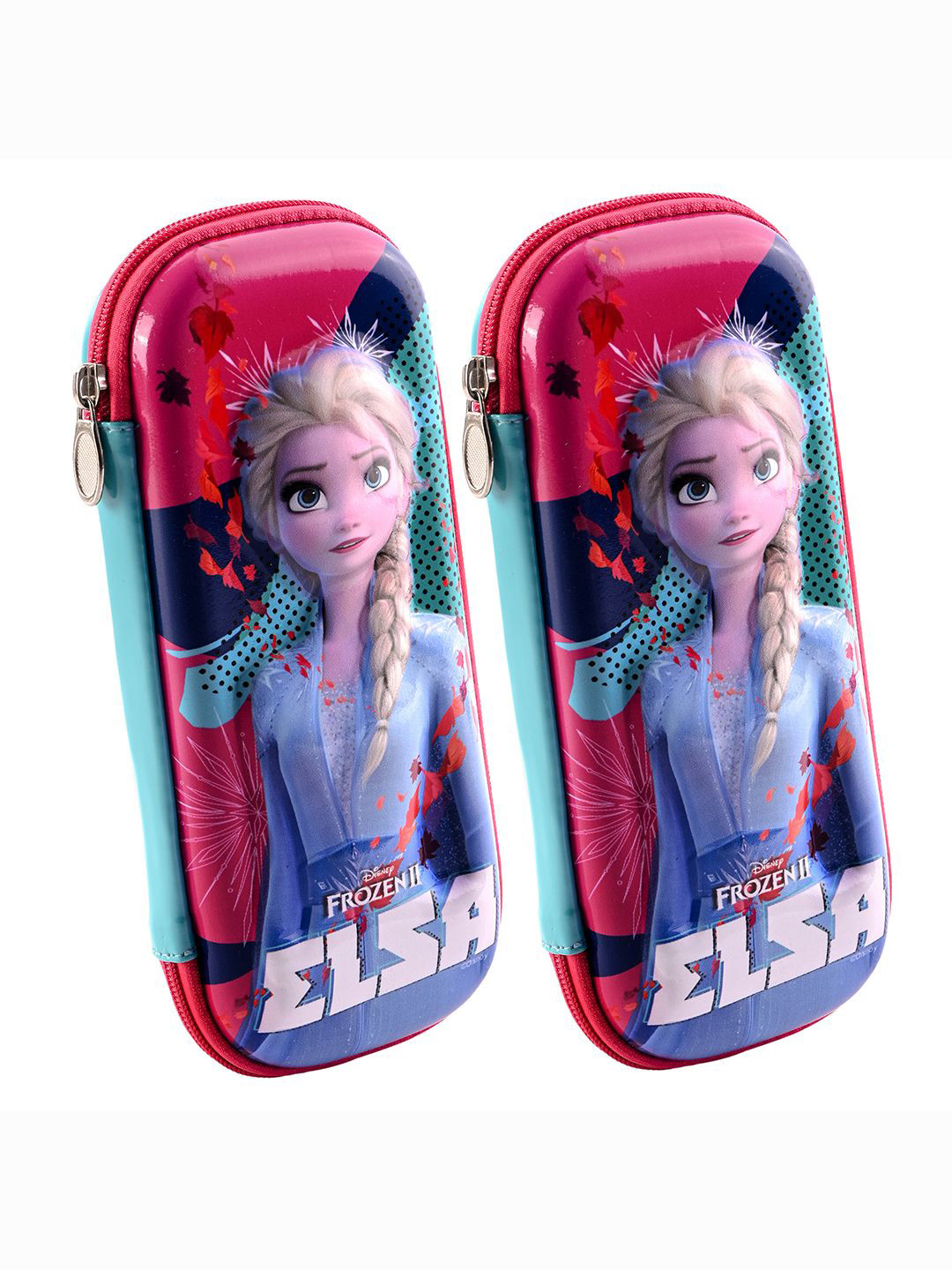 Kuber Industries Blue & Red 2 Pieces Frozen Elsa Printed Pen Cases Stationery