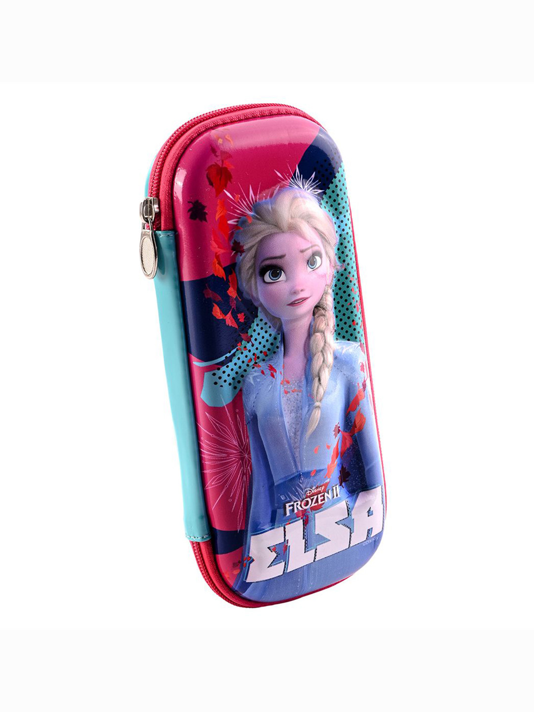 Kuber Industries Blue & Pink 3D Frozen Elsa Printed Pencil Box With Zip