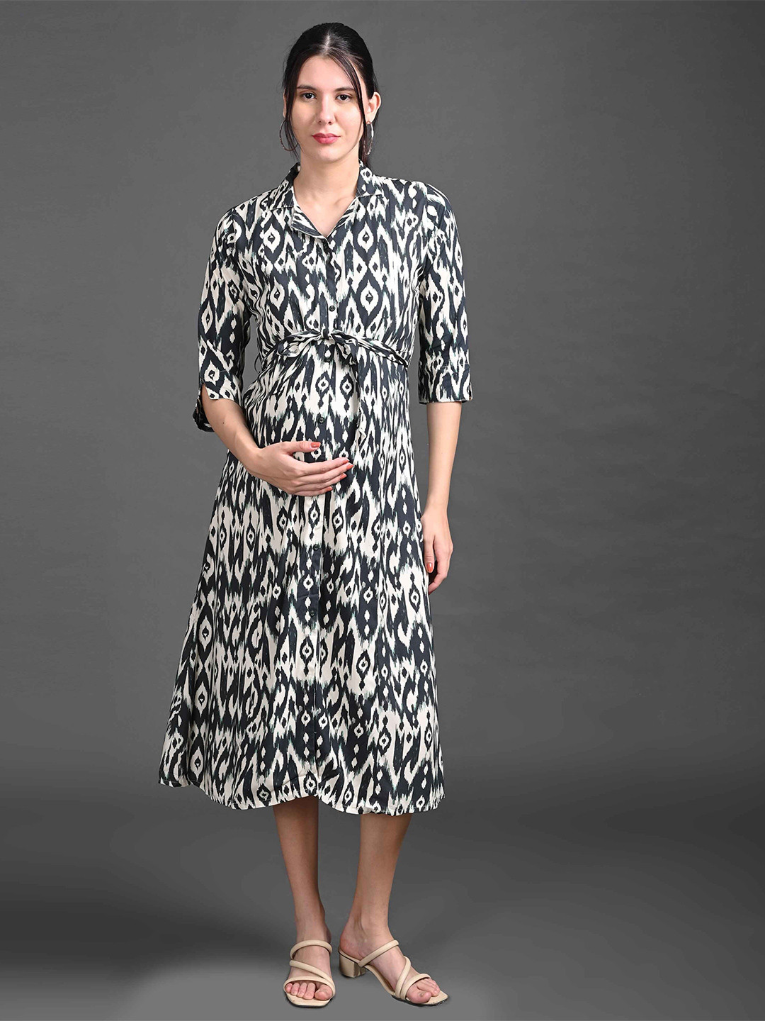 GOLDSTROMS Print Shirt Midi Dress