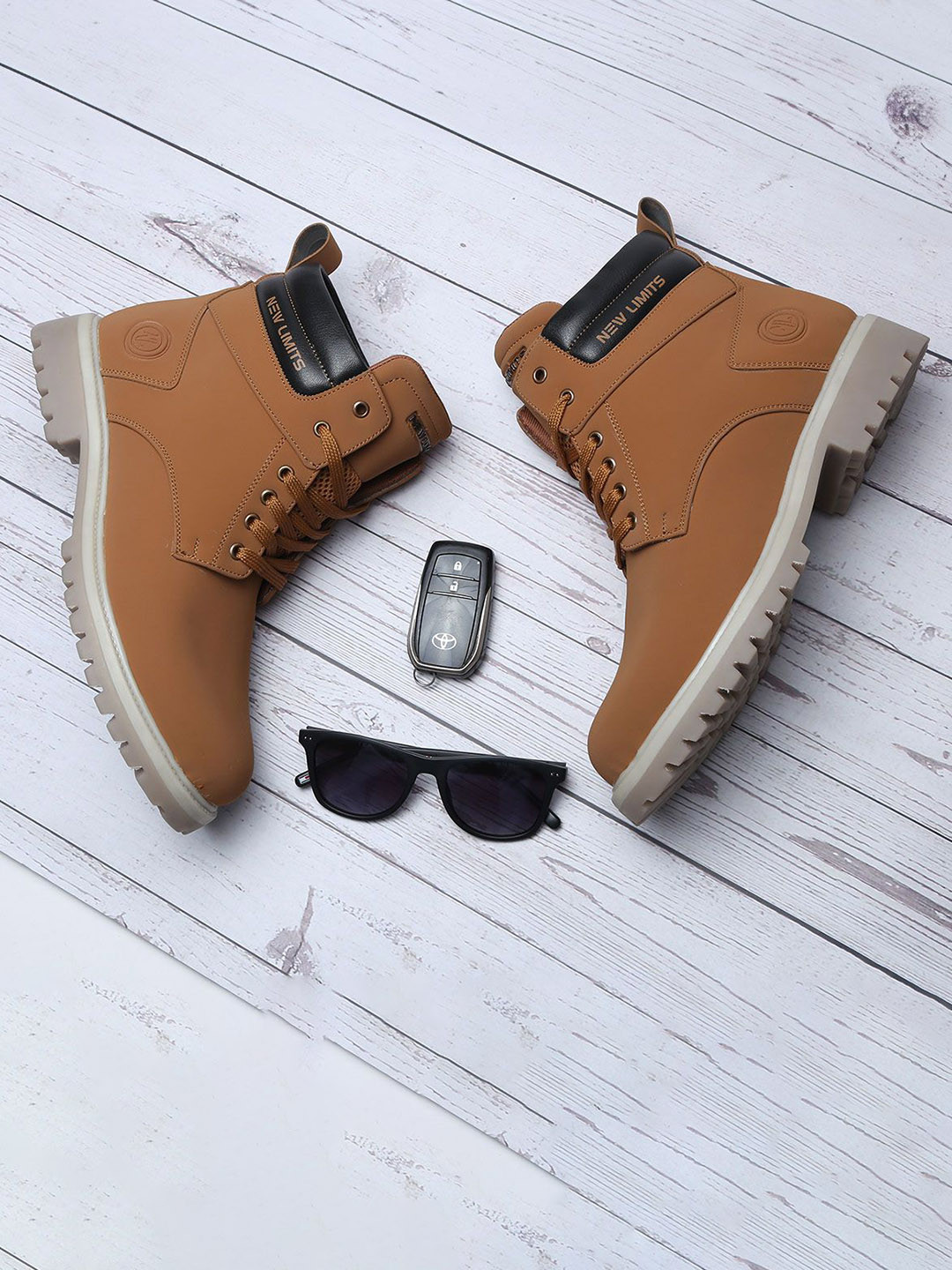 NEW LIMITS Men Round Toe Lace-Ups Mid-Top Hiking Boots