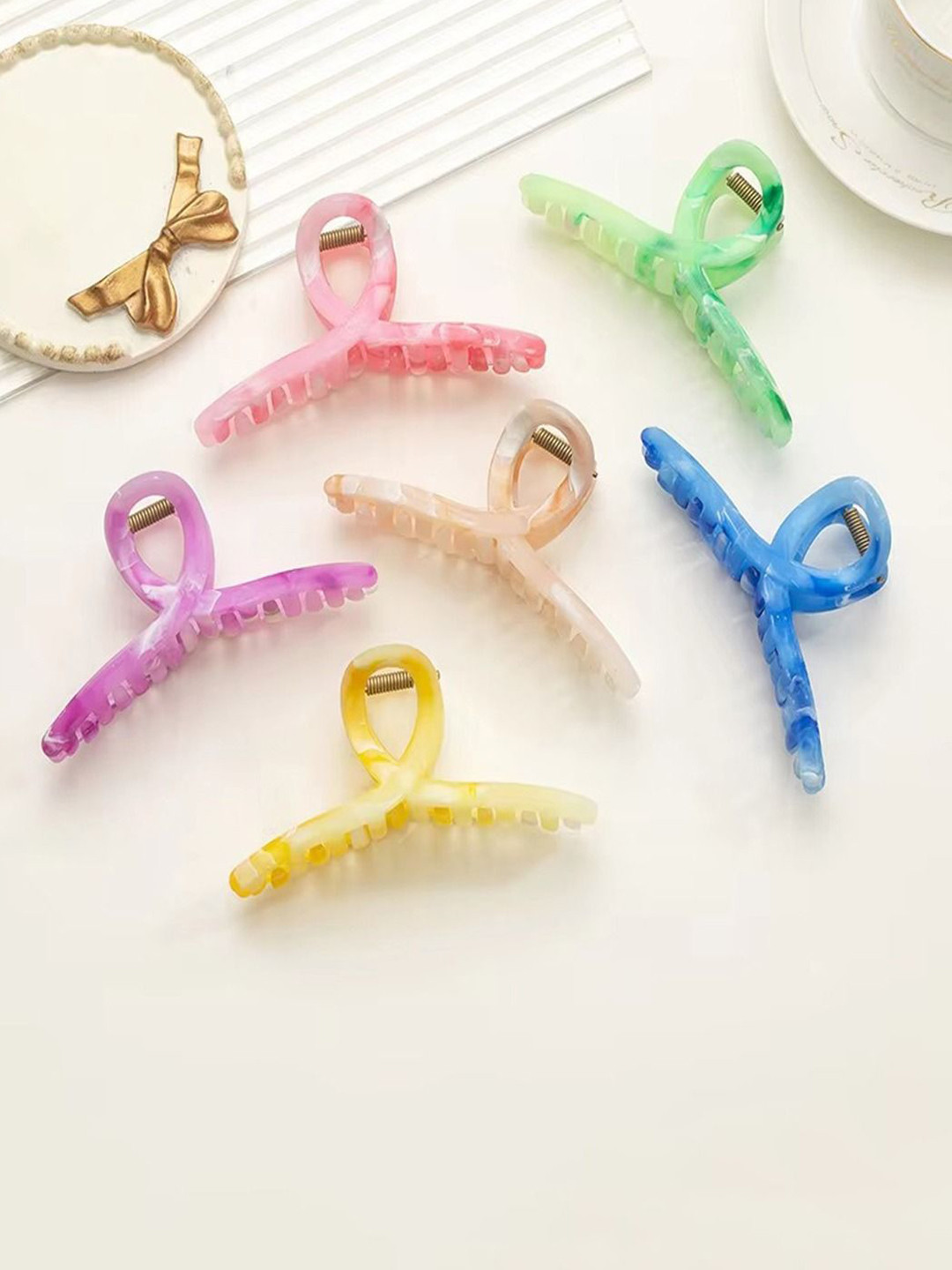 FIMBUL Women Set of 6 Curly Long Claw Clip